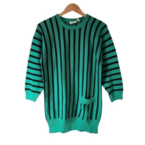 Vintage Green Striped Tunic Sweater - Picture 3 of 11